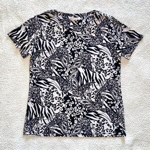 JM Collection Black and White Animal Print T-Shirt